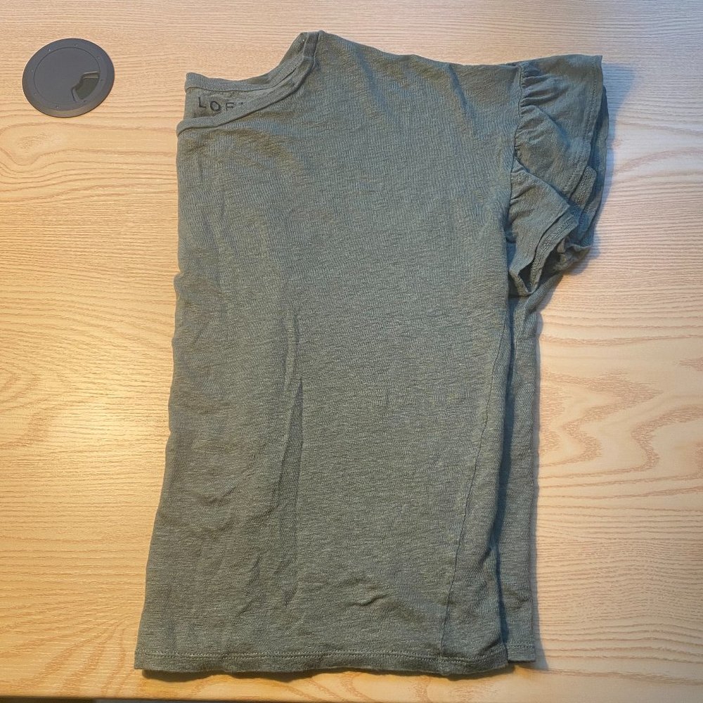 LOFT LINEN RUFFLE T SHIRT